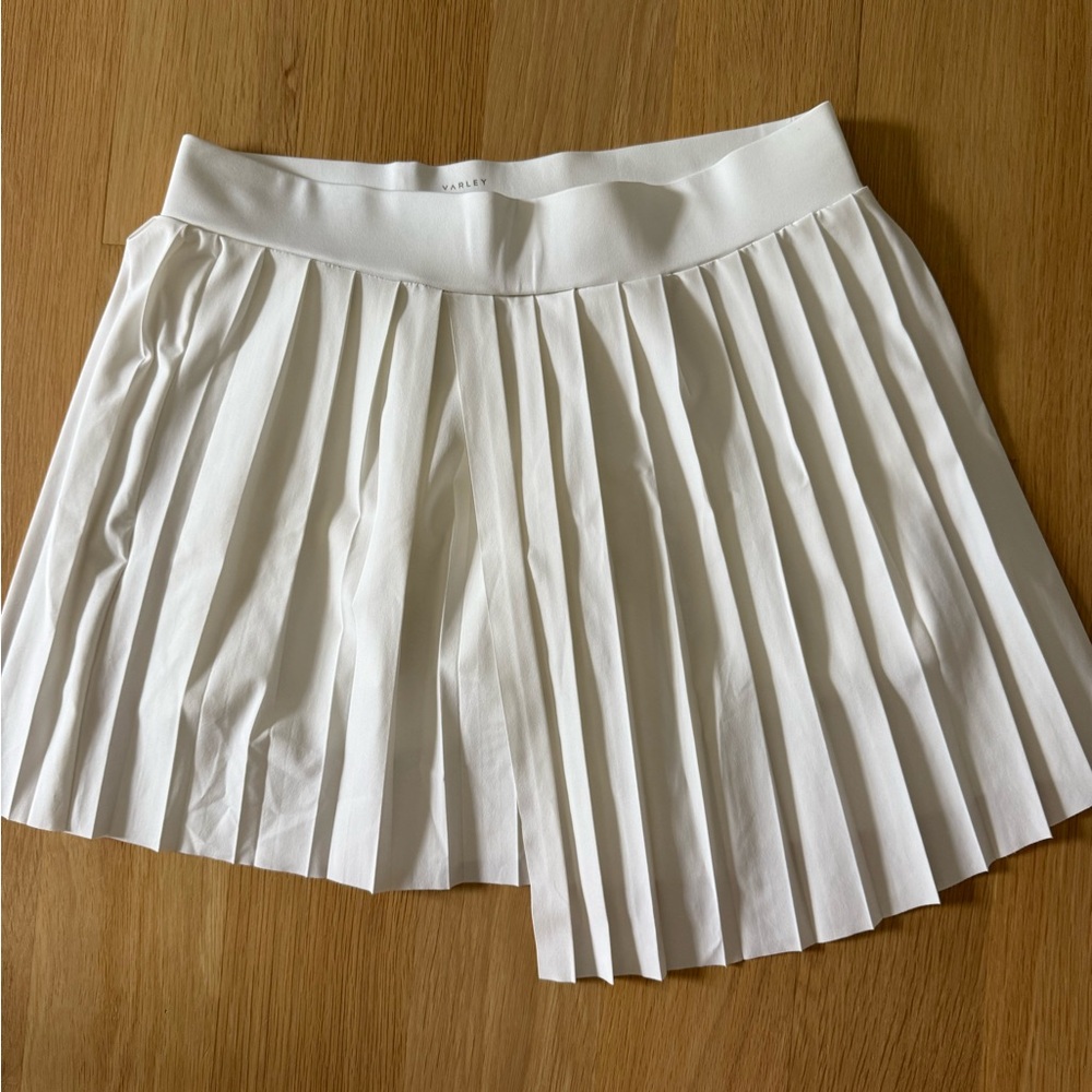 Varley White Pleated Skirt